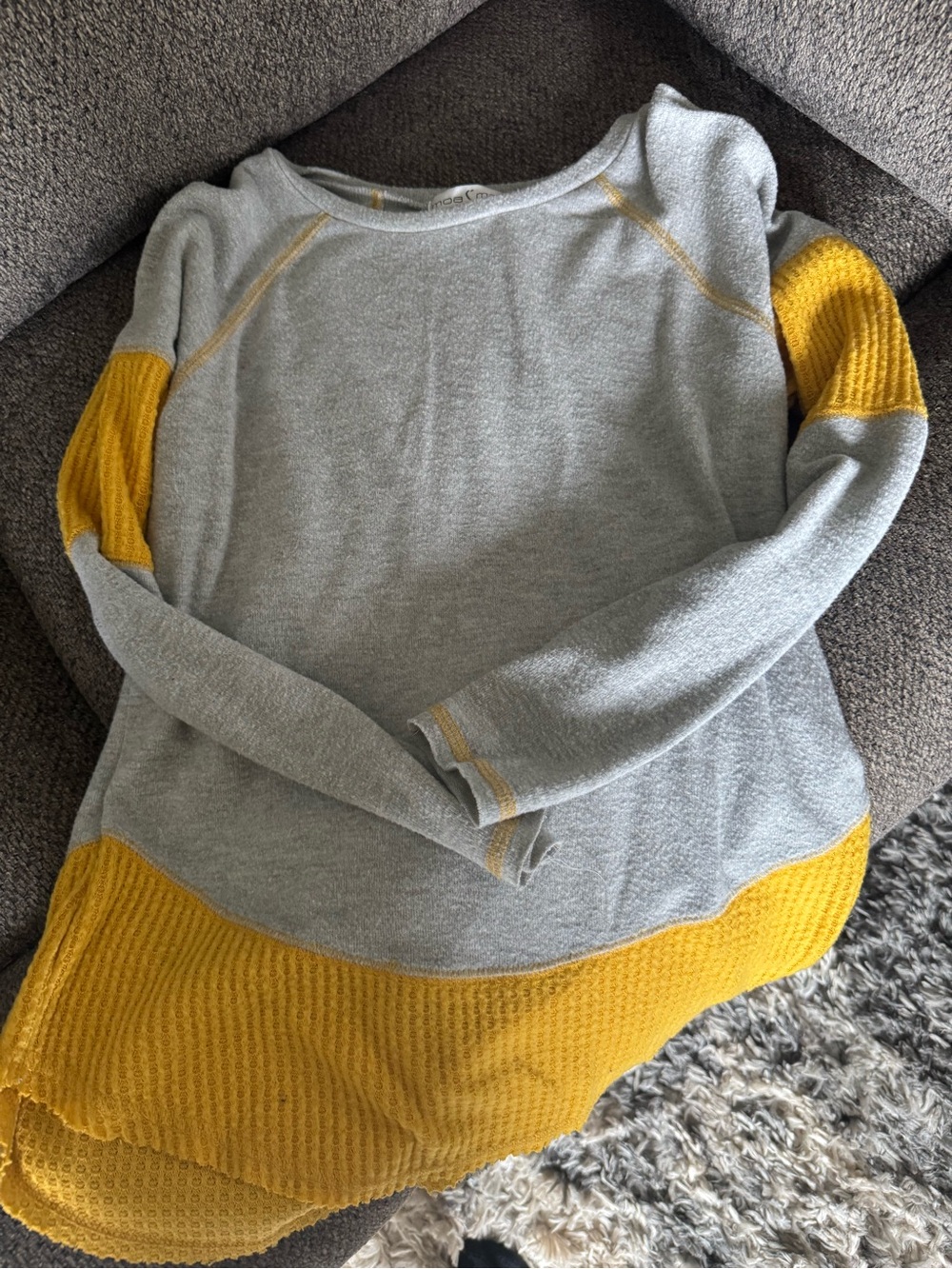 Moa Moa Light Gray Pullover with Mustard Accent